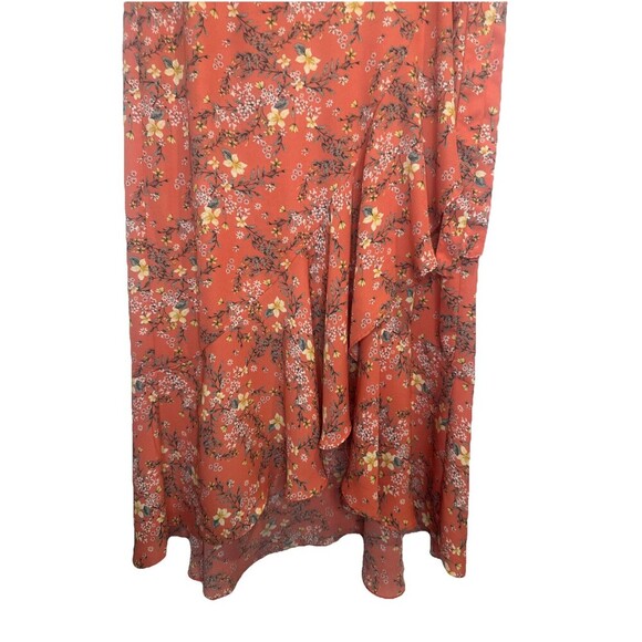 Max Studio Women's Orange Floral Print Ruffle Tiered Pull On Maxi Skirt Sz S - Picture 2 of 9